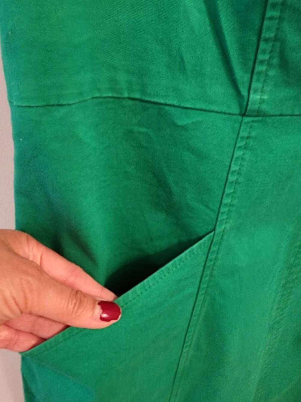 BODEN Helena Cotton Chino Sheath Dress Sz 8L Green Pockets Sleeveless Notch Neck - Picture 8 of 15